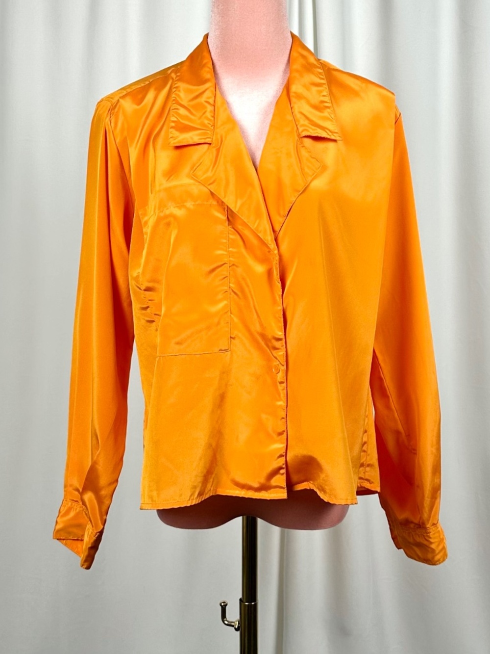 Vintage Diane Von Furstenberg Orange Satin 80s Blouse